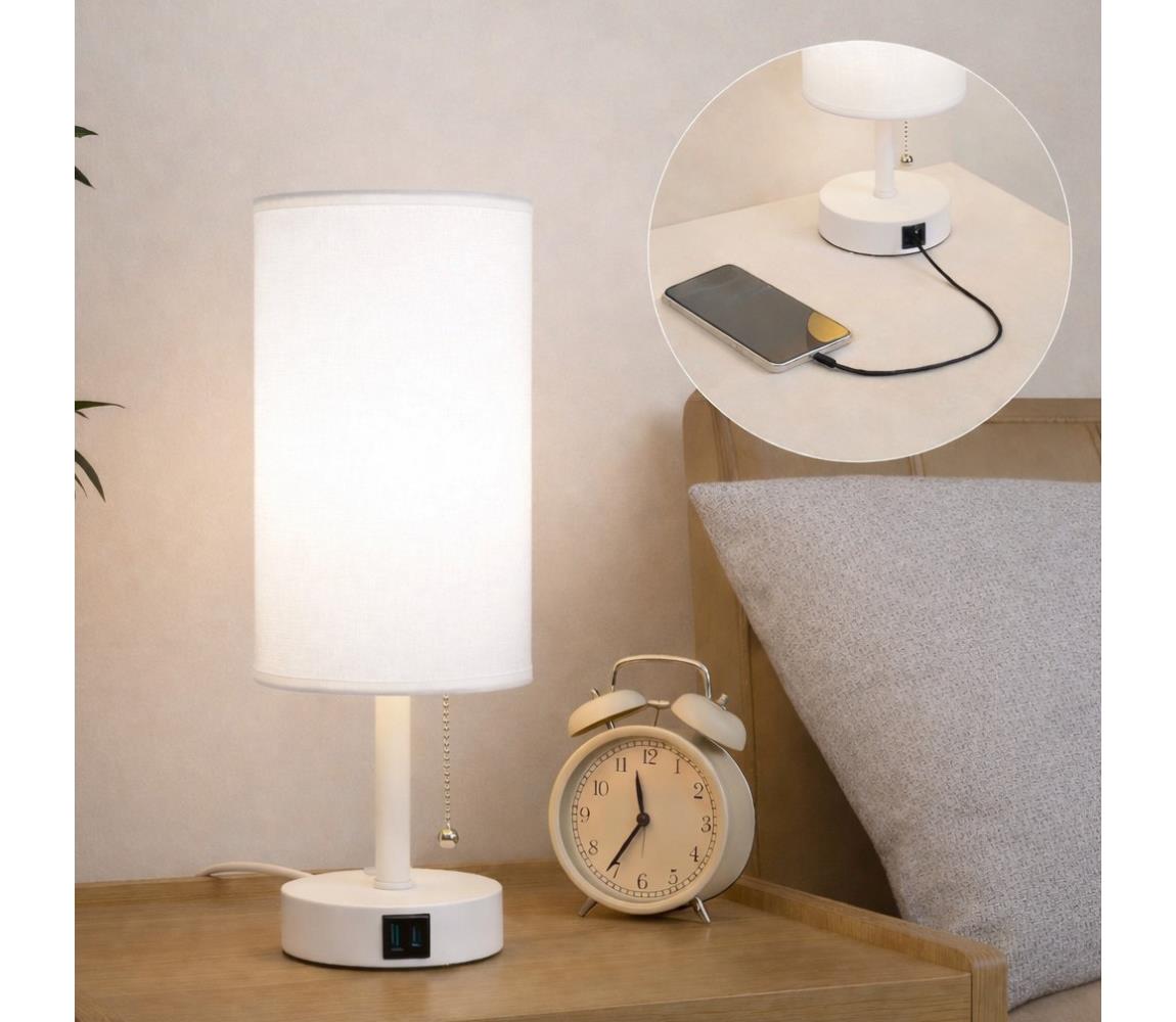 Brilagi - Stolná lampa TABLON s USB portom 1xE27/25W/230V, biela BG3667+BG3680