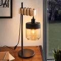 BRILAGI - Stolná lampa WOOD GLASS 1xE27/40W/230V hnedá/čierna/dymová béžová