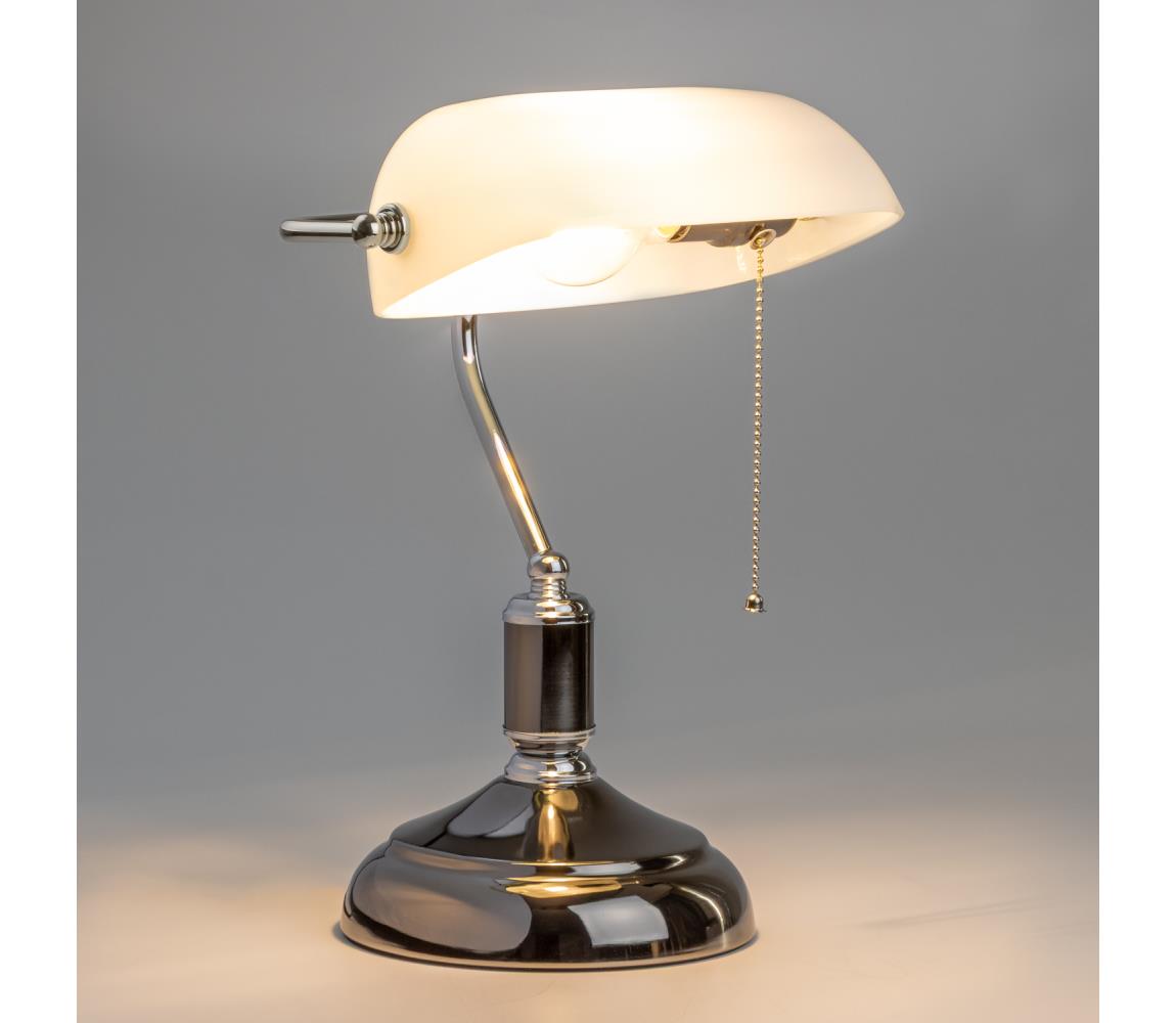 Brilagi - Stolová lampa BANK OFFICE 1xE27/60W/230V čierna/strieborná/biela L352-BI/CRSTR