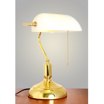 Brilagi - Stolová lampa BANK OFFICE 1xE27/60W/230V zlatá/biela