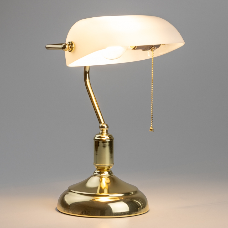 Brilagi - Stolová lampa BANK OFFICE 1xE27/60W/230V zlatá/biela