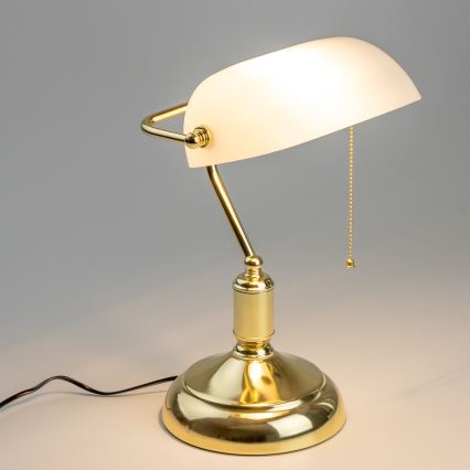 Brilagi - Stolová lampa BANK OFFICE 1xE27/60W/230V zlatá/biela
