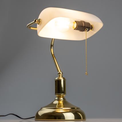 Brilagi - Stolová lampa BANK OFFICE 1xE27/60W/230V zlatá/biela