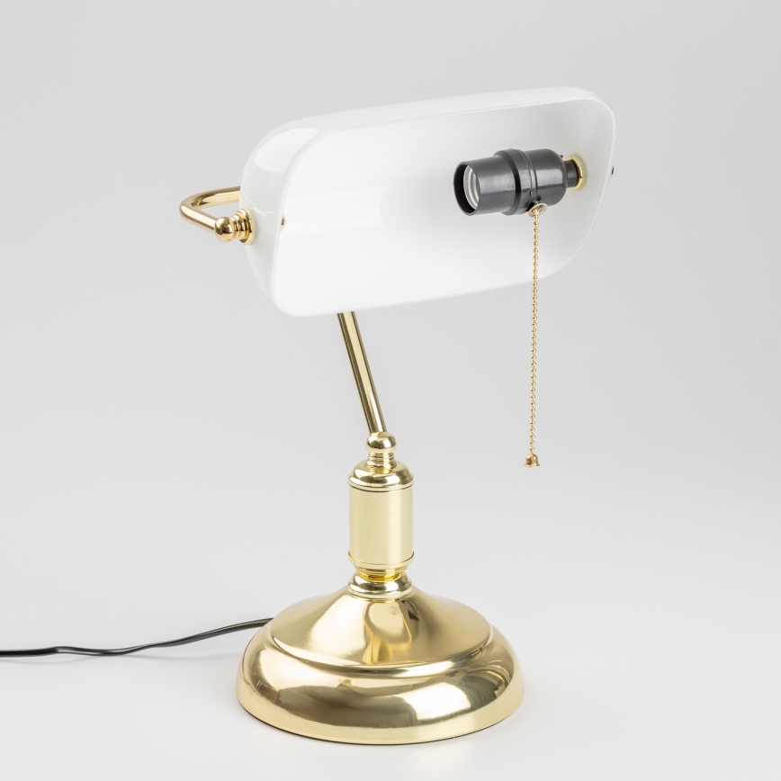 Brilagi - Stolová lampa BANK OFFICE 1xE27/60W/230V zlatá/biela