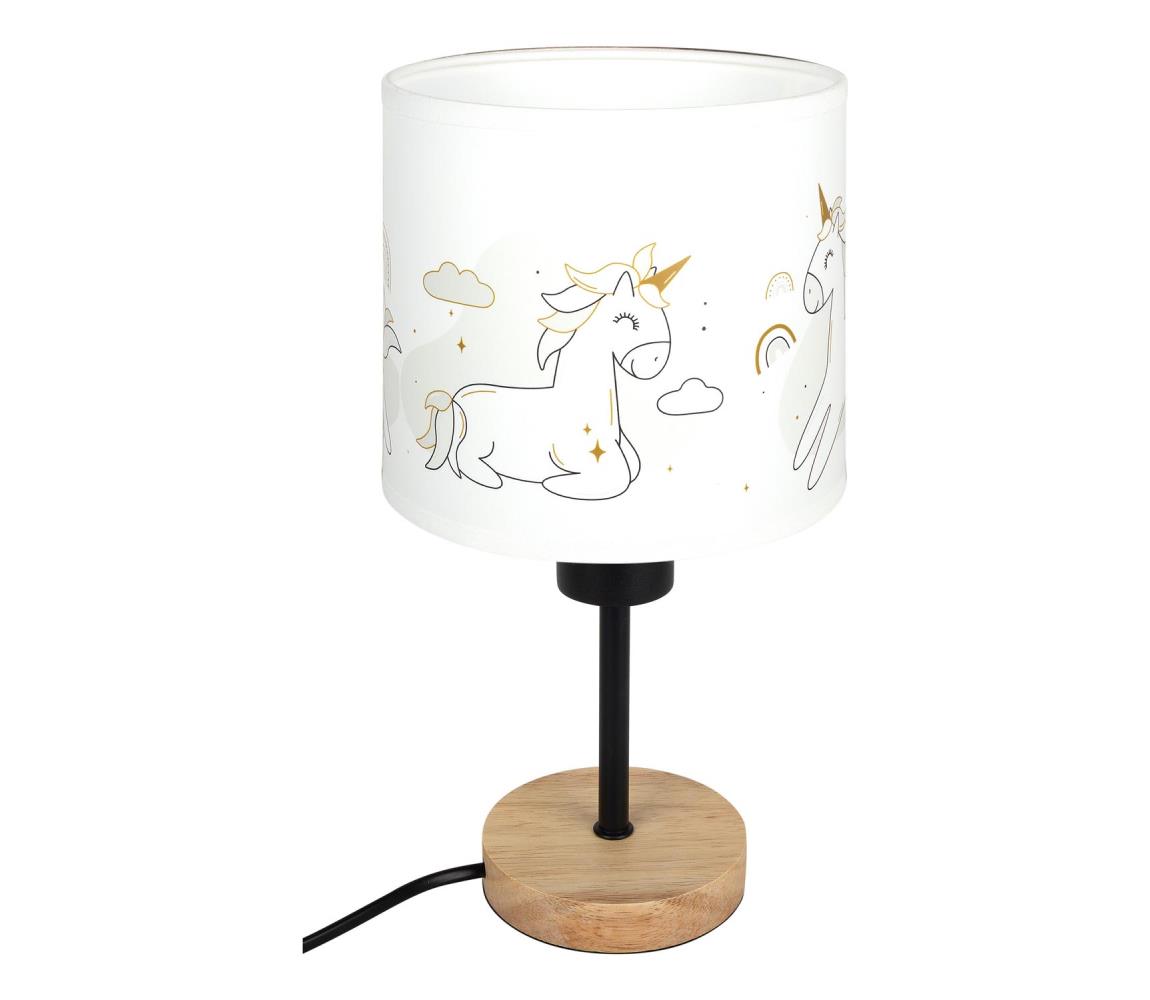 Brilagi - Stolová lampa BOBO WOOD 1xE27/25W/230V dub/čierna/biela/jednorožce BG1567+BG5579