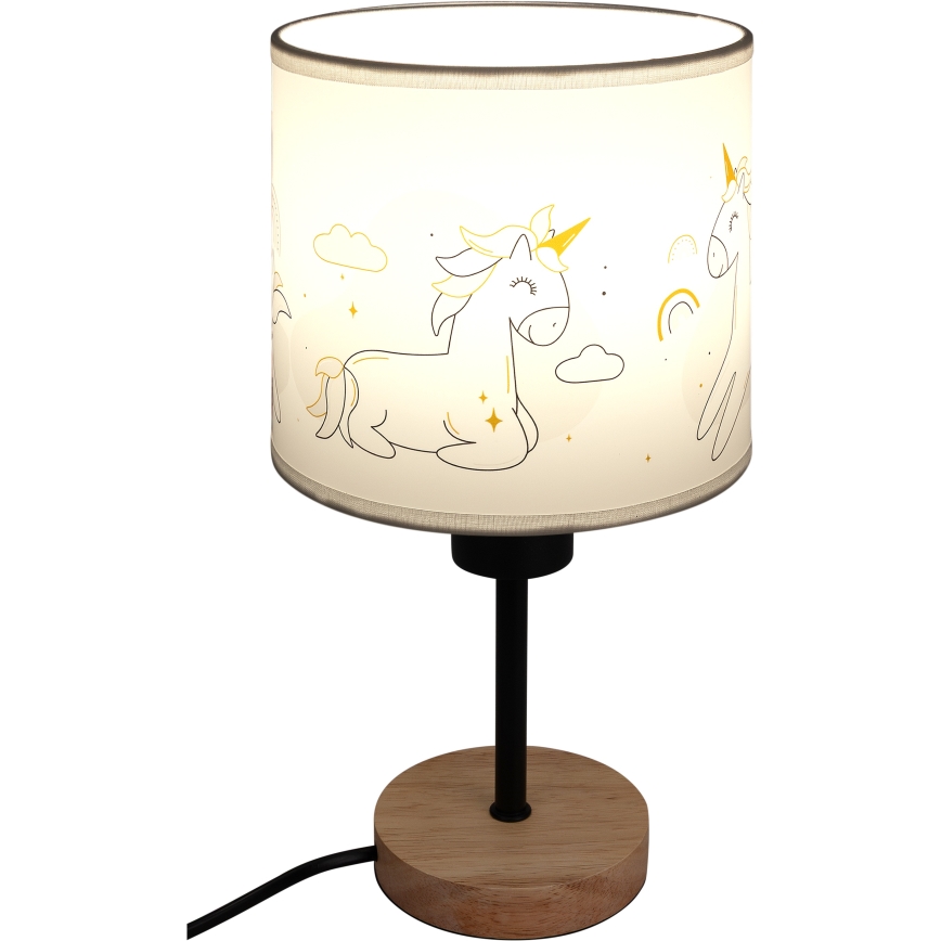 Brilagi - Detská stolná lampa BOBO WOOD 1xE27/25W/230V dub/čierna/biela/jednorožce