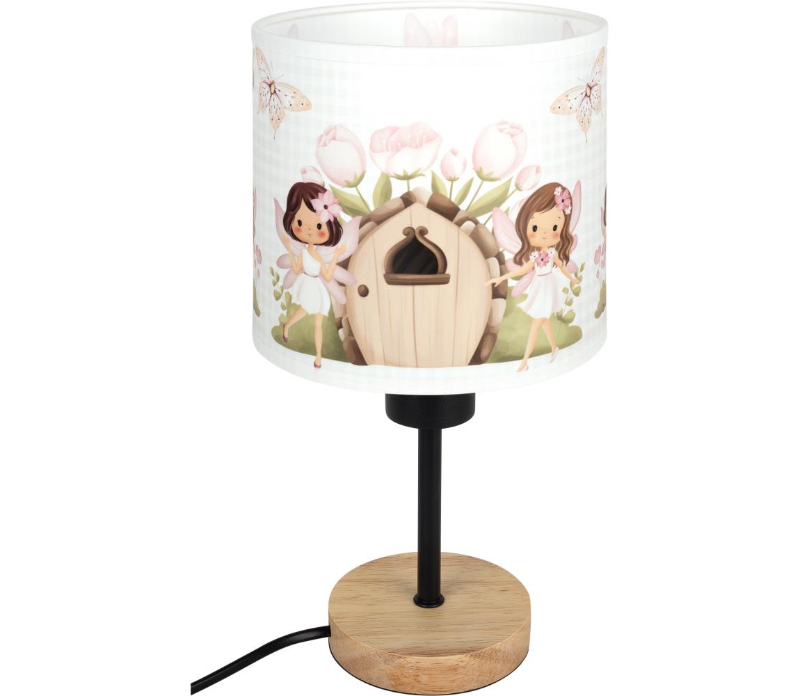 Brilagi - Stolová lampa BOBO WOOD 1xE27/25W/230V dub/čierna/biela/ružová/víly BG1567+BG5586