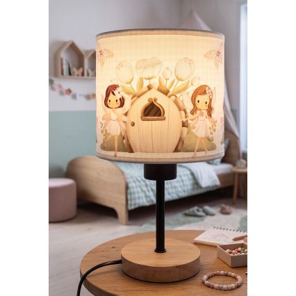 Brilagi - Detská stolná lampa BOBO WOOD 1xE27/25W/230V dub/čierna/biela/ružová/víly