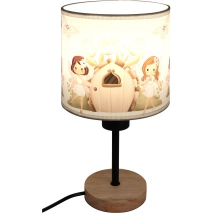 Brilagi - Detská stolná lampa BOBO WOOD 1xE27/25W/230V dub/čierna/biela/ružová/víly
