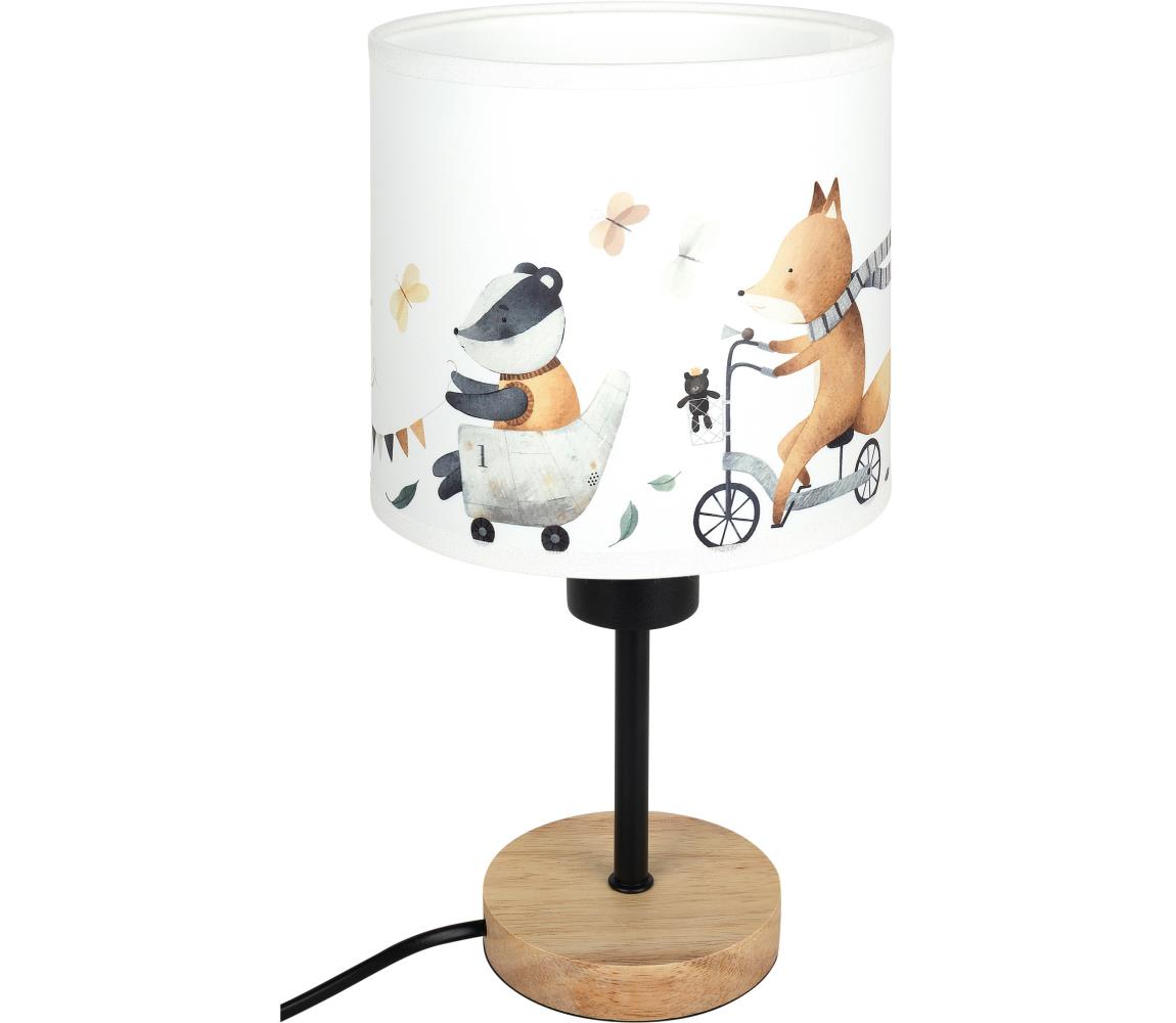 Brilagi - Stolová lampa BOBO WOOD 1xE27/25W/230V dub/čierna/biela/zvieratká BG1567+BG5578