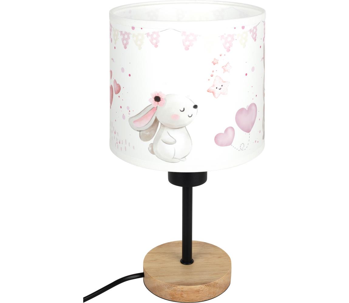 Brilagi - Stolová lampa BOBO WOOD 1xE27/25W/230V dub/čierna/krémová/zajačiky BG1567+BG5589