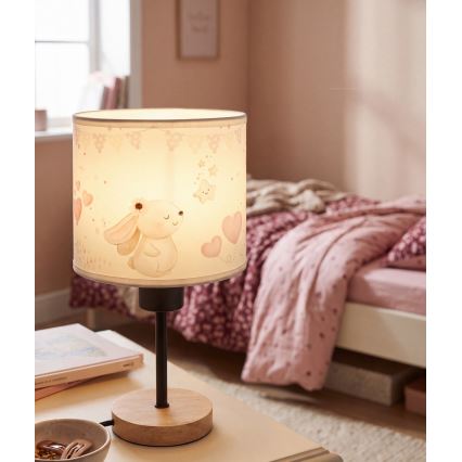 Brilagi - Detská stolná lampa BOBO WOOD 1xE27/25W/230V dub/čierna/krémová/zajačiky
