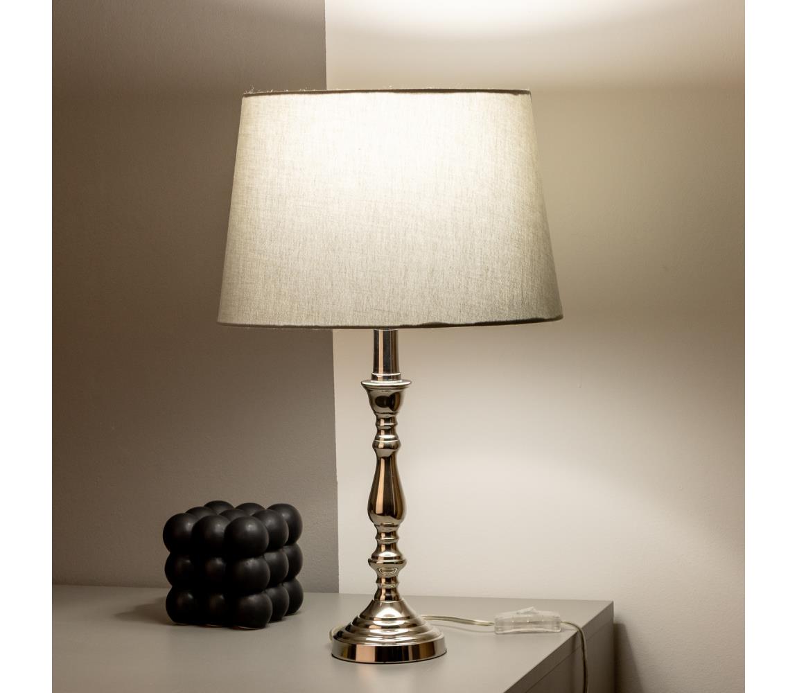 Brilagi - Stolová lampa CERIA 1xE27/60W/230V pr. 30 cm lesklý chróm/sivá 1xEG78312+1xEG781036