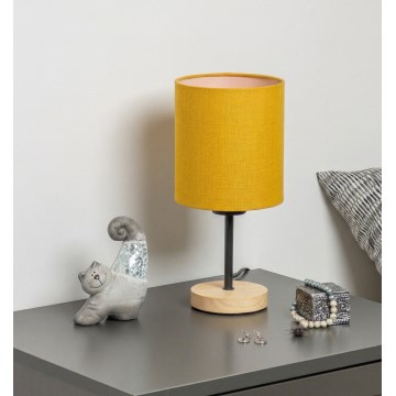 Brilagi - Stolová lampa NUBILA WOOD 1xE27/25W/230V dub/čierna/žltá