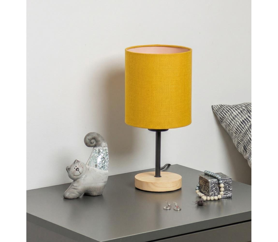 Brilagi - Stolová lampa NUBILA WOOD 1xE27/25W/230V dub/čierna/žltá BG1567+BG2452