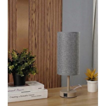 Brilagi - Stolová lampa s USB portom TABLON 1xE27/25W/230V béžová/sivá