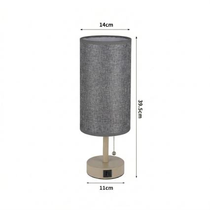 Brilagi - Stolová lampa s USB portom TABLON 1xE27/25W/230V béžová/sivá