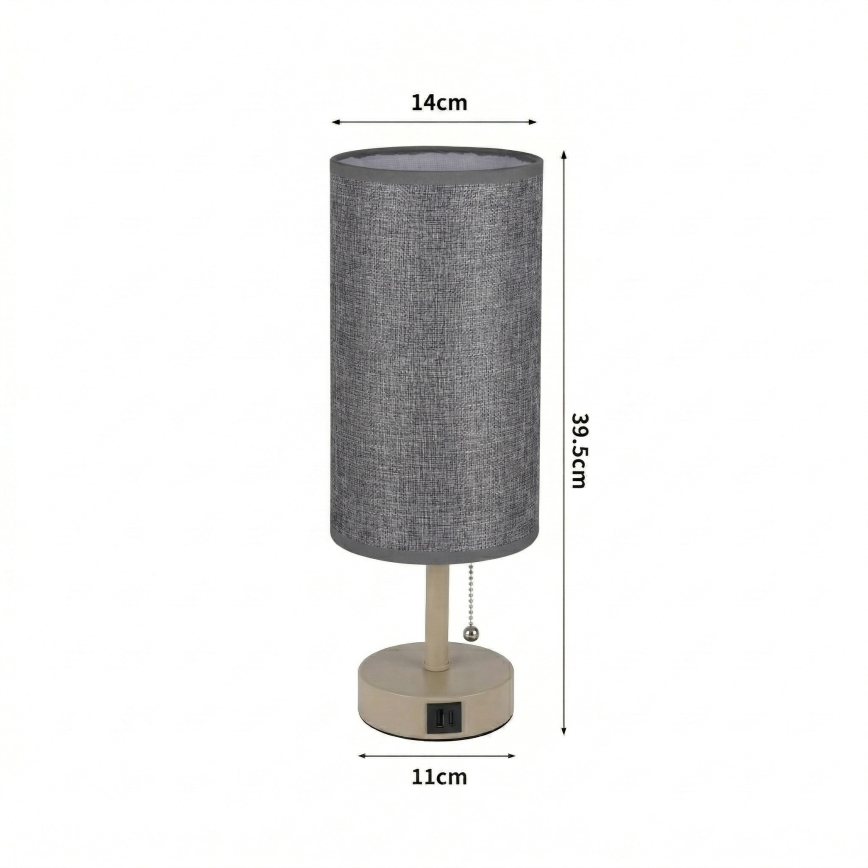 Brilagi - Stolová lampa s USB portom TABLON 1xE27/25W/230V béžová/sivá