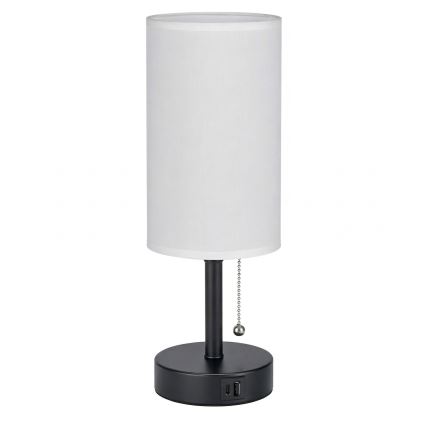 Brilagi - Stolová lampa s USB portom TABLON 1xE27/25W/230V čierna/biela