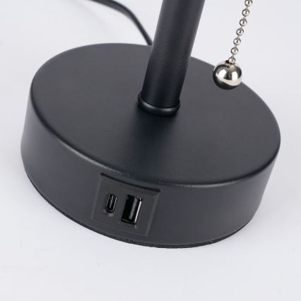 Brilagi - Stolová lampa s USB portom TABLON 1xE27/25W/230V čierna/biela
