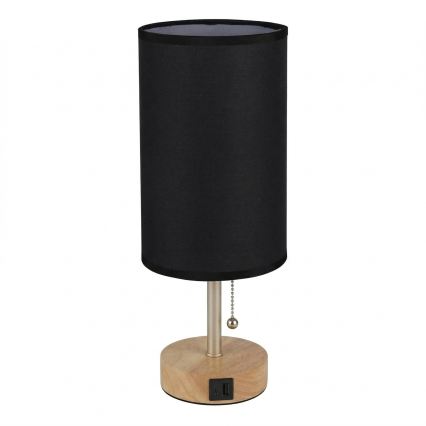 Brilagi - Stolová lampa s USB portom TABLON 1xE27/25W/230V dub/béžová/čierna