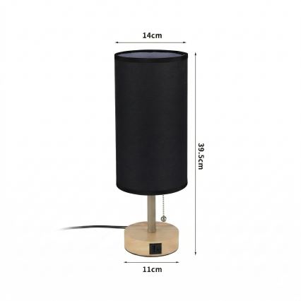 Brilagi - Stolová lampa s USB portom TABLON 1xE27/25W/230V dub/béžová/čierna