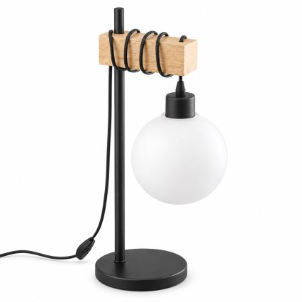 BRILAGI - Stolová lampa WOOD GLASS 1xE27/40W/230V hnedá/čierna/biela