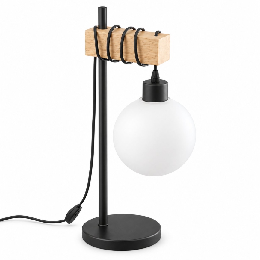 BRILAGI - Stolová lampa WOOD GLASS 1xE27/40W/230V hnedá/čierna/biela