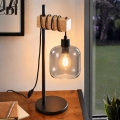 BRILAGI - Stolová lampa WOOD GLASS 1xE27/40W/230V hnedá/čierna/dymovo-sivá