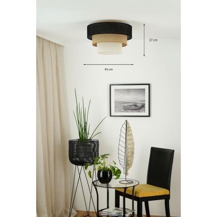 Brilagi - Stropné svietidlo ASPEN LUNETA 1xE27/15W/230V pr. 45 cm čierna/béžová/krémová