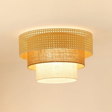 Brilagi - Stropné svietidlo CEDAR LUNETA 1xE27/15W/230V pr. 45 cm ratan/hnedá/krémová