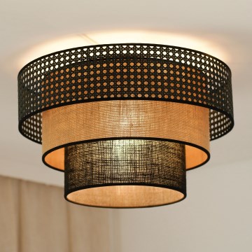 Brilagi - Stropné svietidlo DAKOTA LUNETA 1xE27/15W/230V pr. 45 cm čierna/ratan