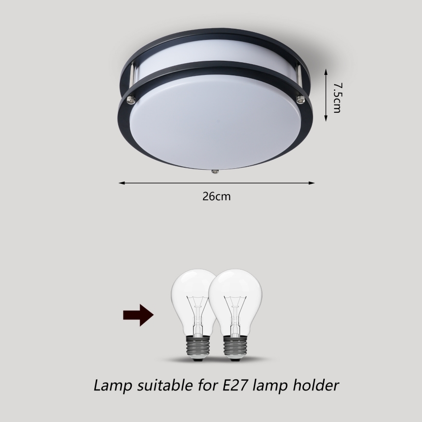 Brilagi - Stropné svietidlo ELARO 2xE27/40W/230V pr. 26 cm čierne