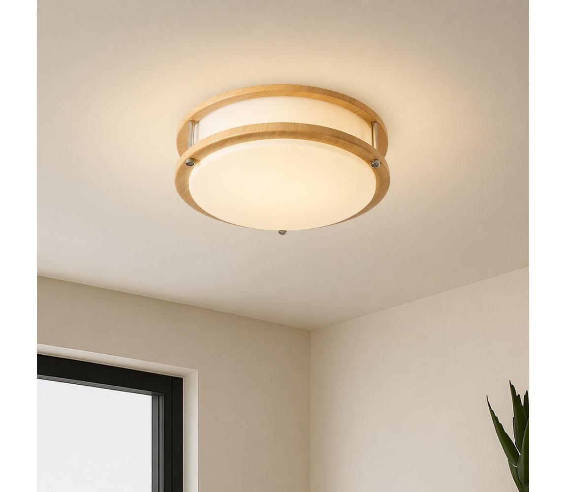 Brilagi - Stropné svietidlo ELARO 2xE27/40W/230V priemer 26 cm drevený dekor BRI872