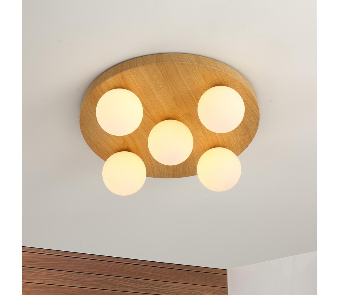 Brilagi - Stropné svietidlo LUND WOOD 5xG9/9W/230V pr. 40 cm drevené BRI453