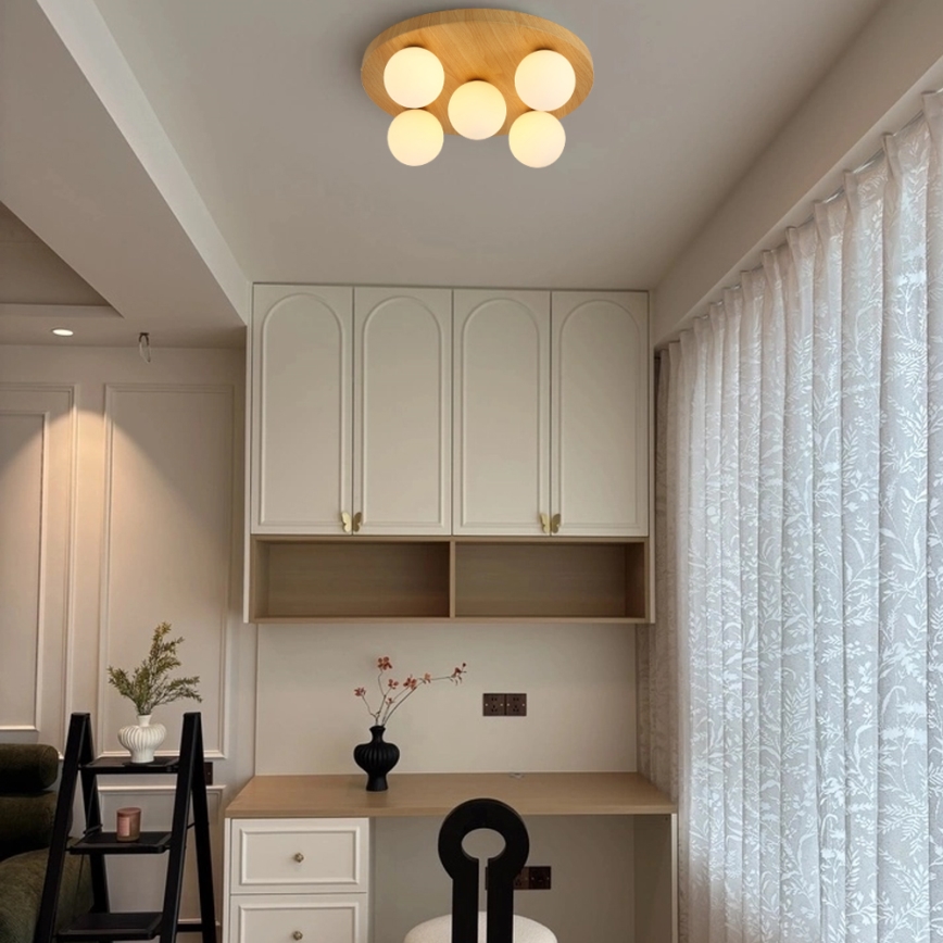 Brilagi - Stropné svietidlo LUND WOOD 5xG9/9W/230V priemer 40 cm kaučukovník