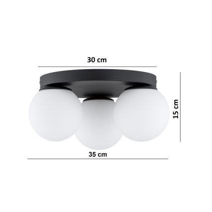 Brilagi - Stropné svietidlo MILO 3xE27/60W/230V pr. 35 cm čierna