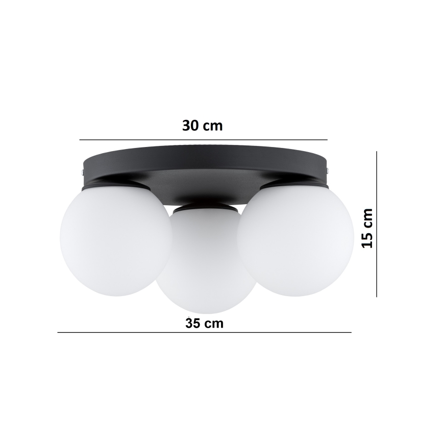Brilagi - Stropné svietidlo MILO 3xE27/60W/230V pr. 35 cm čierna