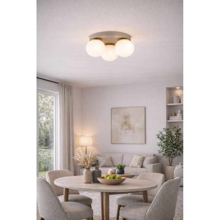 Brilagi - Stropné svietidlo MILO ECRU 3xE27/60W/230V, priemer 35 cm, béžová/zlatá