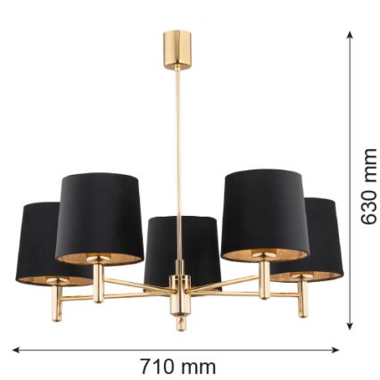 Brilagi - Stropné svietidlo na tyči MONTE 5xE27/60W/230V čierna/zlatá