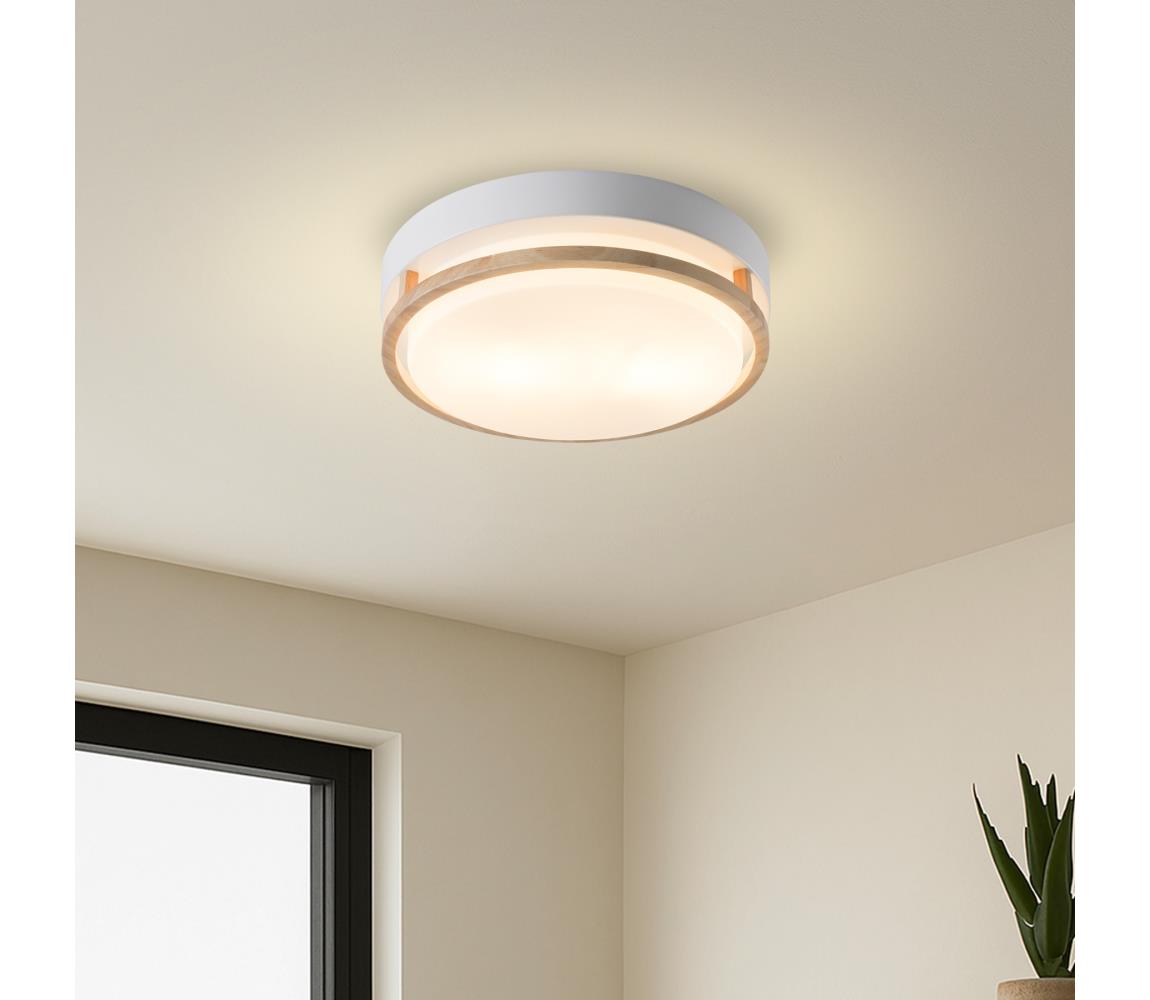 Brilagi - Stropné svietidlo ORINO 2xE27/40W/230V pr. 27 cm biela/dub BRI867