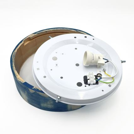 Brilagi - Stropné svietidlo PINO 1xE27/15W/230V borovica/modrá pr. 27,5 cm