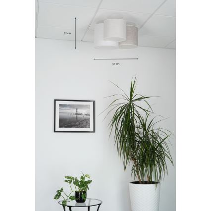Brilagi - Stropné svietidlo SNAKE 3xE27/15W/230V 50x57 cm šedá/krémová