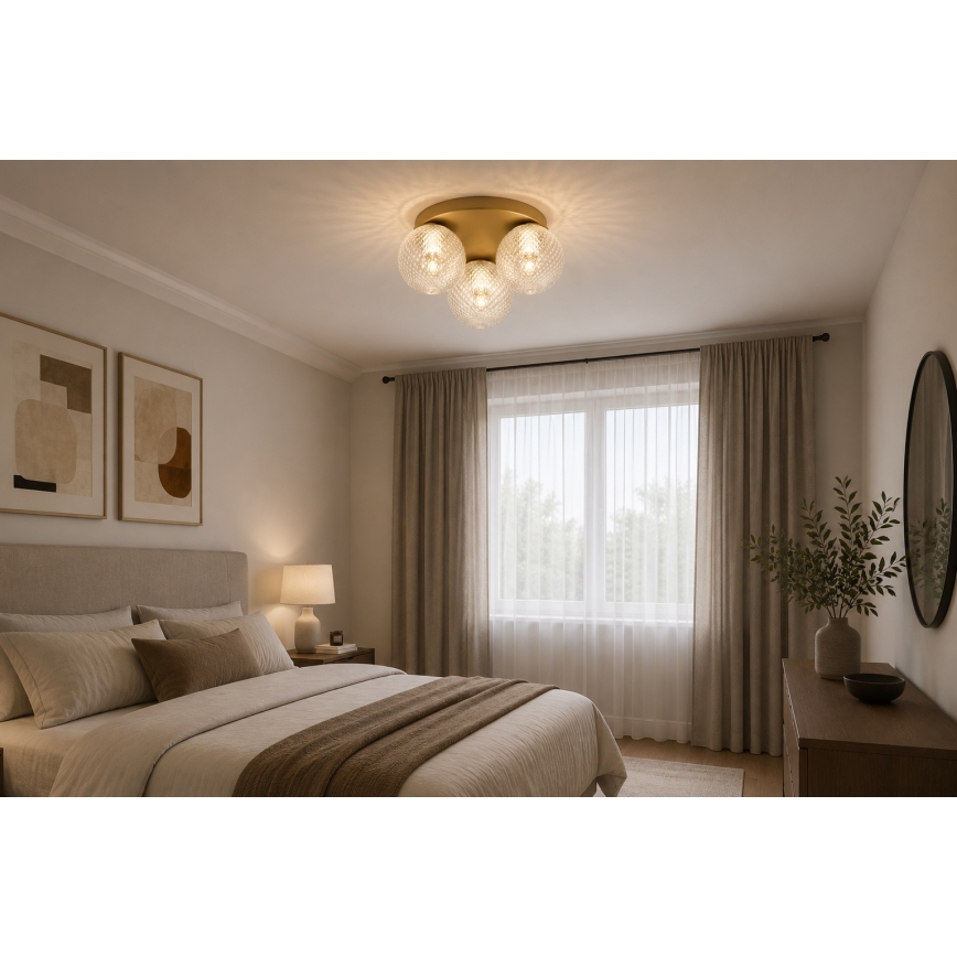 Brilagi - Stropné svietidlo STELLA 3xE27/60W/230V, priemer 35 cm, béžové/zlaté
