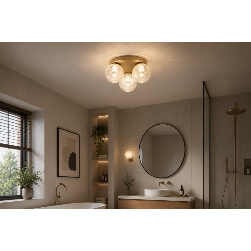 Brilagi - Stropné svietidlo STELLA 3xE27/60W/230V, priemer 35 cm, béžové/zlaté