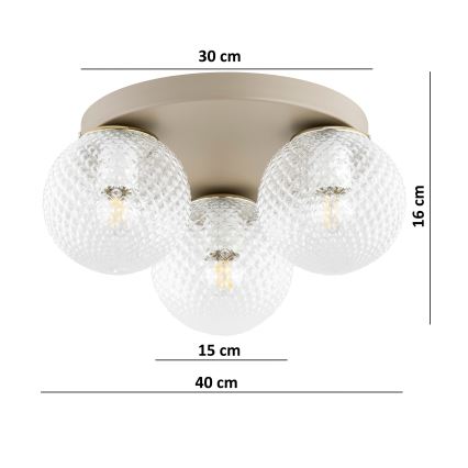 Brilagi - Stropné svietidlo STELLA 3xE27/60W/230V, priemer 35 cm, béžové/zlaté