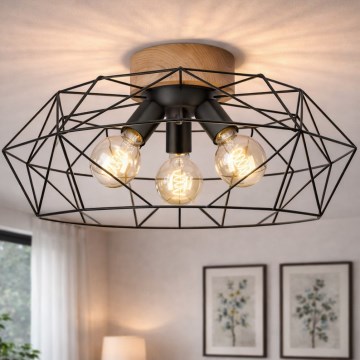 Brilagi - Stropné svietidlo WOODY BASKET 3xE27/60W/230V, priemer 60 cm, dub