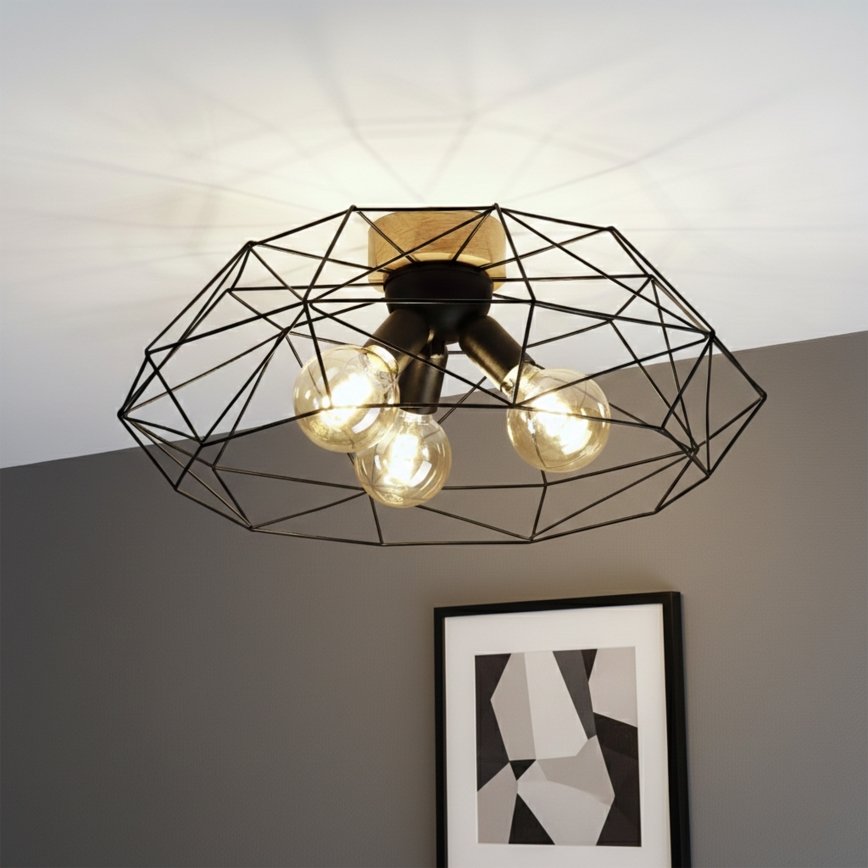 Brilagi - Stropné svietidlo WOODY BASKET 3xE27/60W/230V, priemer 60 cm, dub