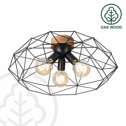 Brilagi - Stropné svietidlo WOODY BASKET 3xE27/60W/230V, priemer 60 cm, dub