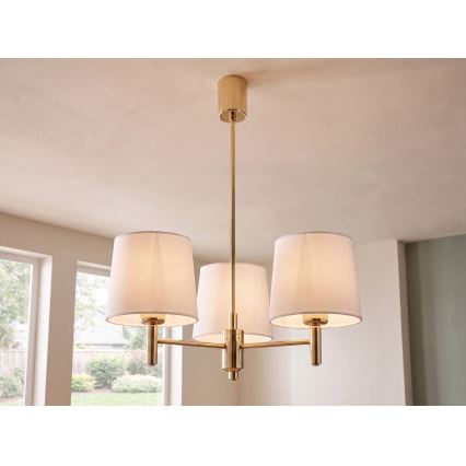 Brilagi - Stropný luster na tyči MONTE 3xE27/60W/230V krémová/zlatá